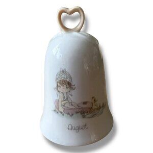 Vintage1989 Precious Moments August Porcelain Bell Heart Baby Gift Keepsake